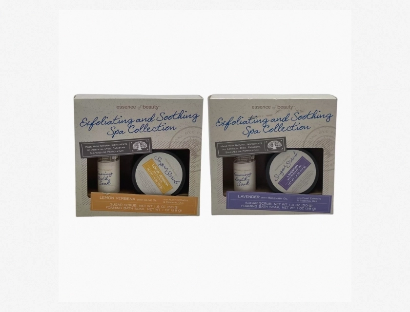 Spa Collection Lemon Verbena & Lavender Travel Bath Salt Body Butter Sugar Scrub, 8 oz