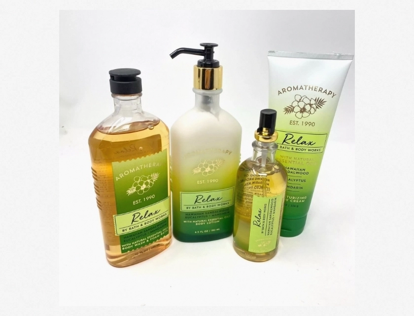 Bath & Body Works Aromatherapy Relax 4 Piece Set – Lavender & Chamomile Body Care Gift Collection