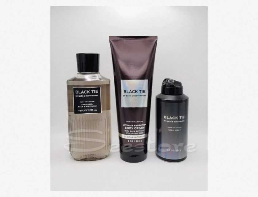 Bath & Body Works Black Tie Men’s Body Cream, Body Wash, and Body Spray Set of 3