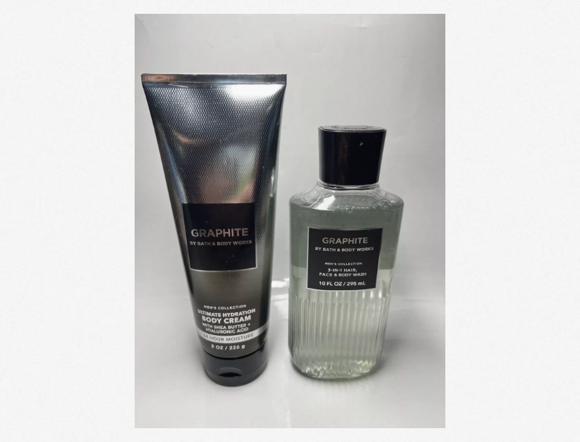Bath & Body Works Graphite Men’s 3-in-1 Body Wash and Body Cream Set, 2-Pack