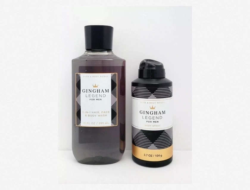 Bath & Body Works Gingham Legend Men’s Body Spray and 3-in-1 Body Wash Set, Pack of 2