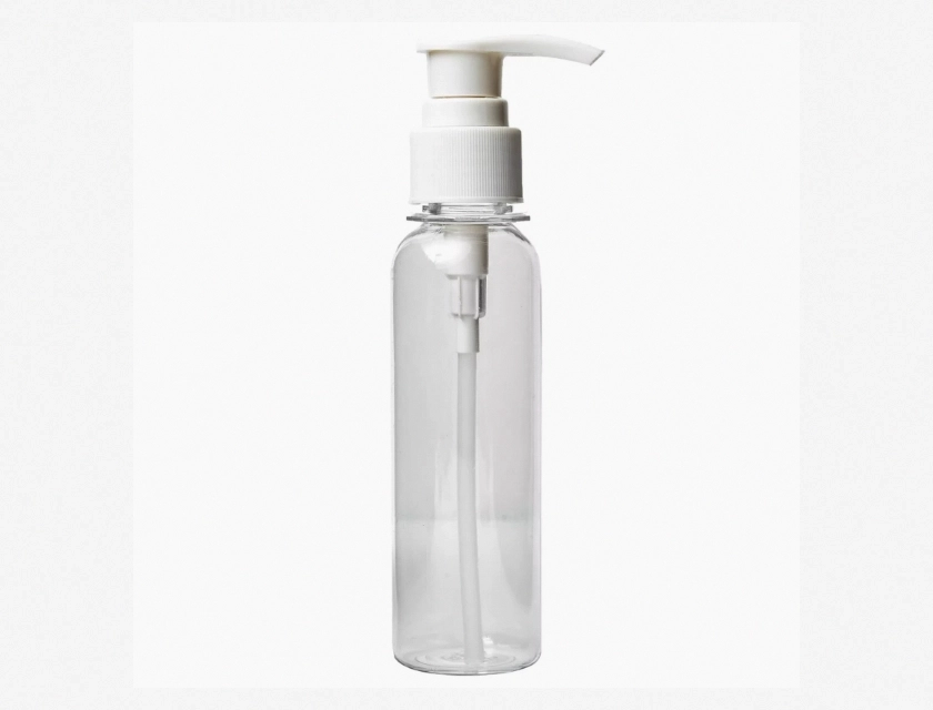Clear PET Plastic Bottle 4 Oz with White Pump Top