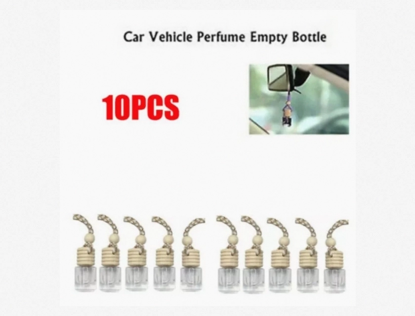 10 Pack Glass Hanging Air Freshener Diffuser Bottles for Essential Oils and Perfume – Car, Home, Closet, Office Decorative Scent Dispenser