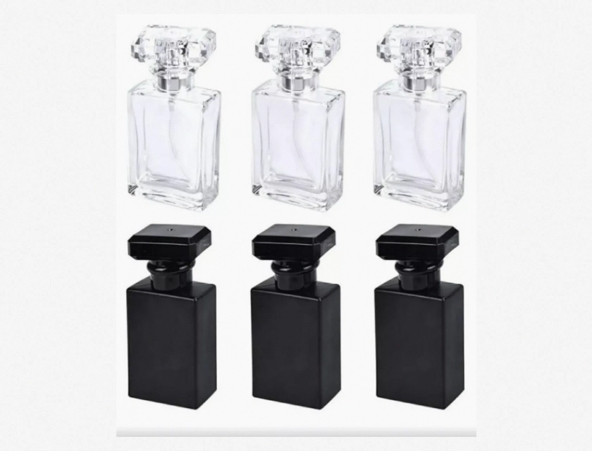 Clear and Black Spray Bottles 6 Pack 30ml – Small Travel Spray Bottles for Hair, Face, and Essential Oils