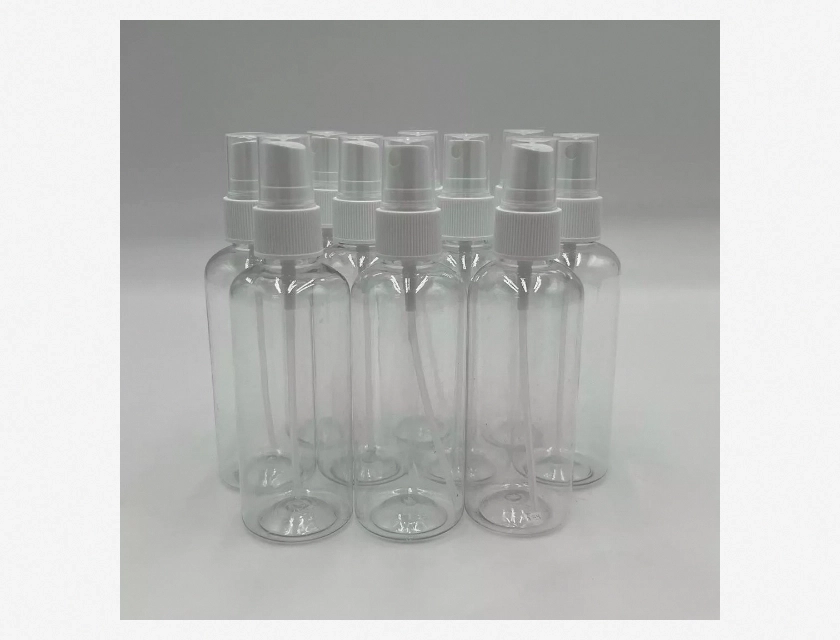 100ml (3.38 fl oz) Clear PET Plastic Bottles with 24/410 Finger Sprayers, 30 Pack
