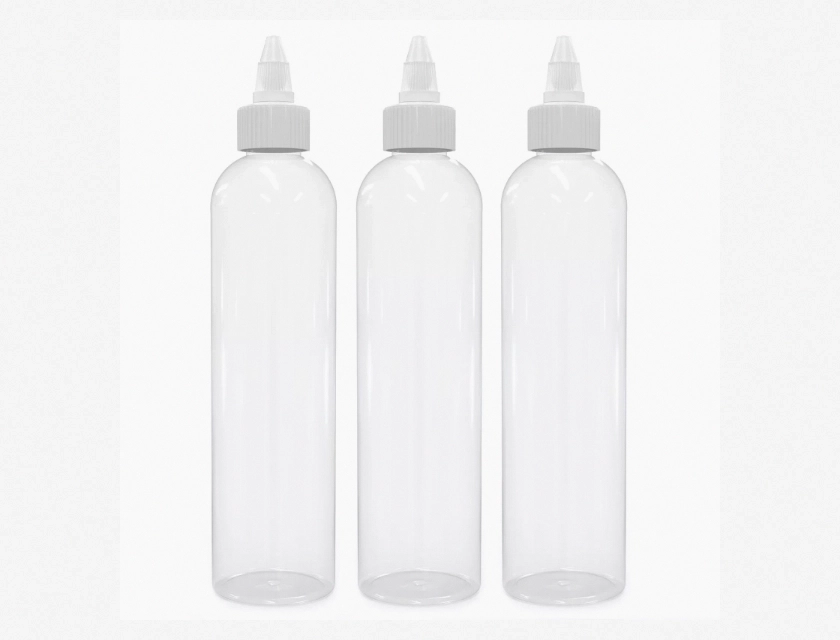 Twist Top Applicator Bottles 8 Oz – Crystal Clear Squeeze Empty Plastic Bottles for Precise Application