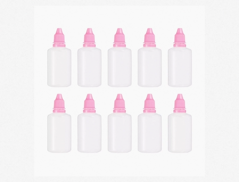 PE Liquid Dropper Bottles with Caps, 50 ml, 10-Pack, Pink