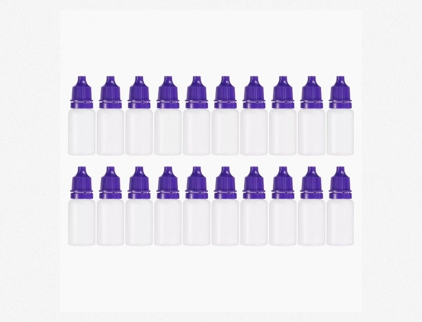 Purple PE Liquid Dropper Bottles with Caps, 10 ml, 20-Pack