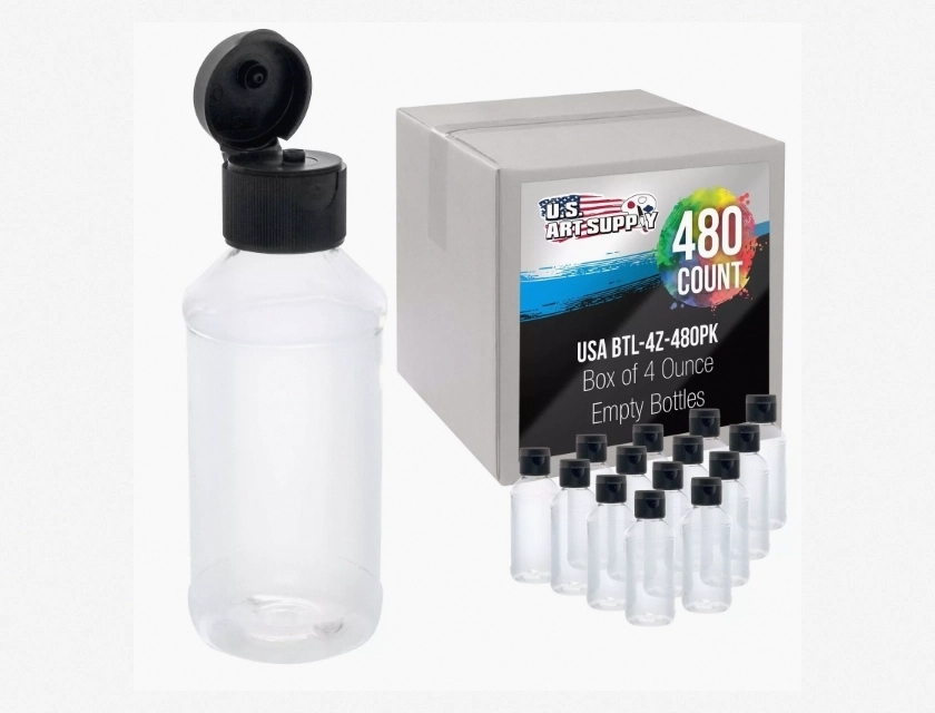 480 Pack 4 Oz Squeeze PET Plastic Bottles with Flip Cap, BPA Free Food Safe