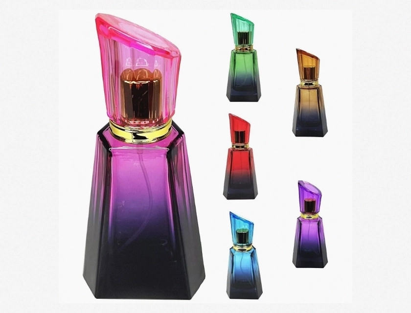 Burj Gradient Black Glass Perfume Spray Bottles 6 Colors 50ml 1.7oz