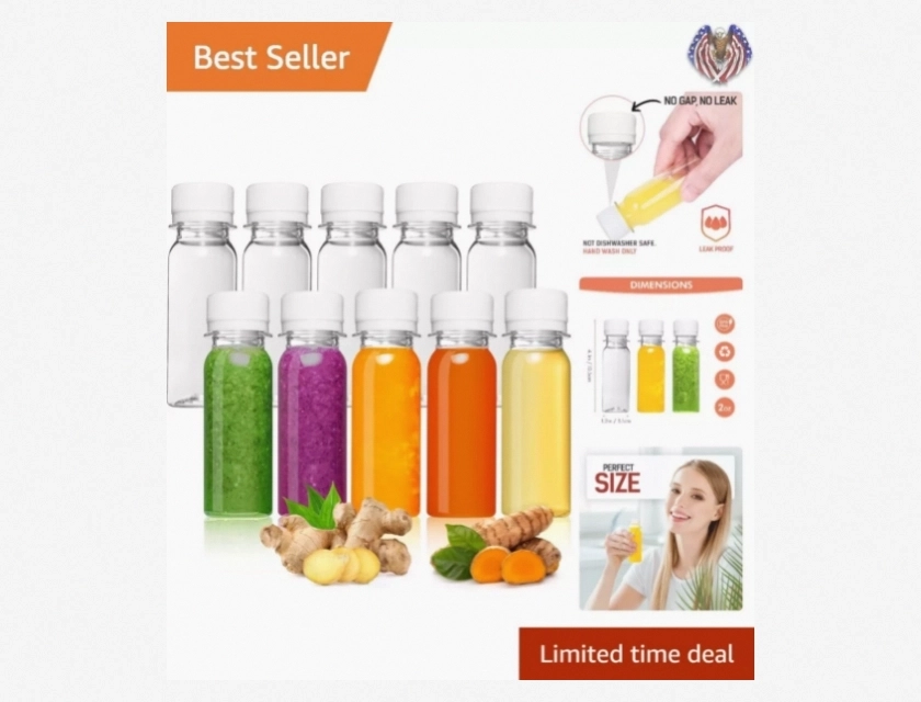 Leakproof Plastic Bottles 10-Pack Freezer Safe for Juice Water and Beverages