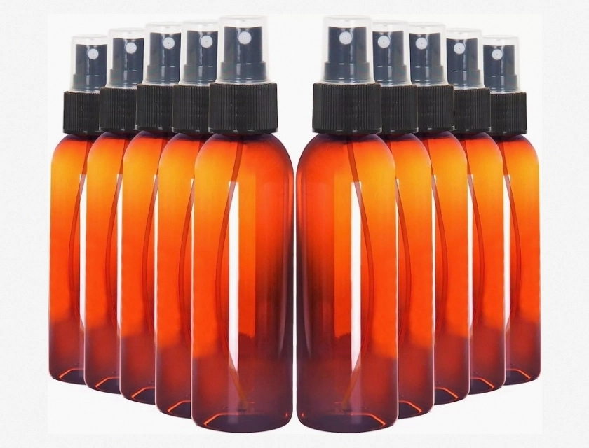 Youngever Amber Plastic Spray Bottles 4 oz Refillable 10 Pack
