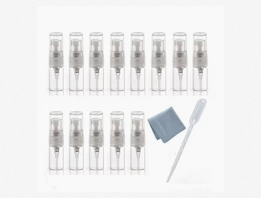 Mini Clear Glass Fine Mist Spray Bottles Refillable 20 Pack 2ml