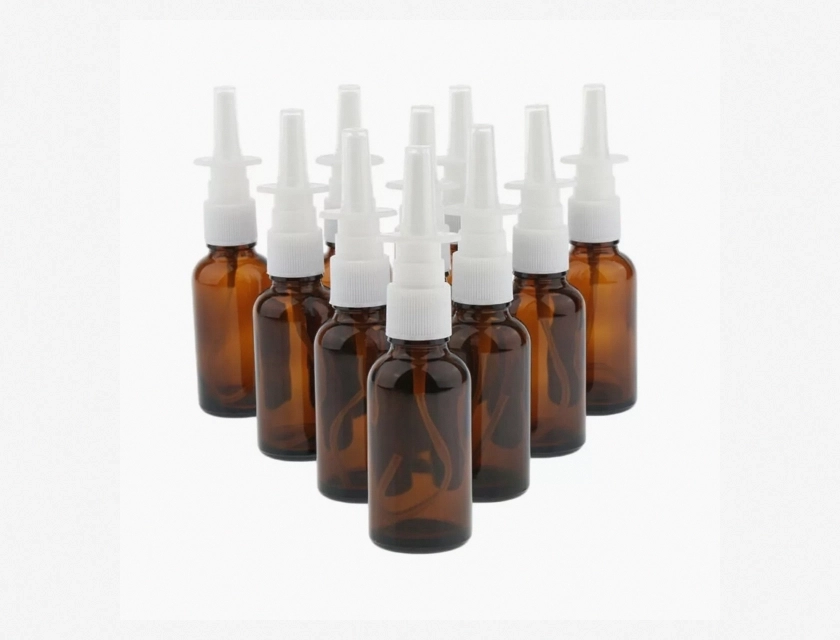 Amber Empty Nasal Spray Bottles 3 Pack Mist Nose Personal Care 10 30 50 ml