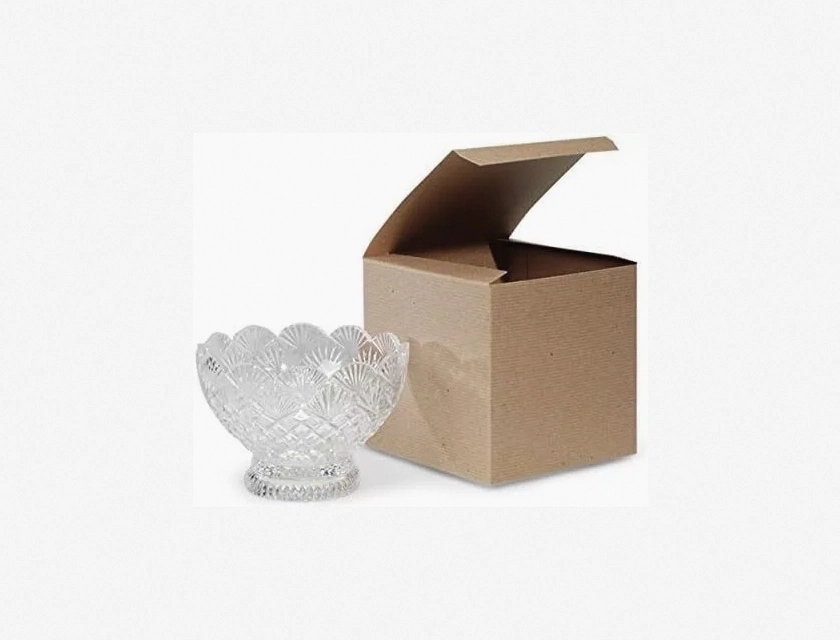 Kraft Pinstripe Gift Boxes 6 x 6 x 6 Inch, 5 Pack for Small Gifts and Packaging