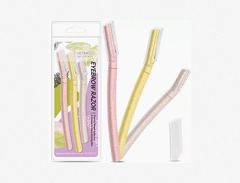 Heymkgo Biodegradable Dermaplaning Tool Eyebrow Razor for Women – 3 Pack