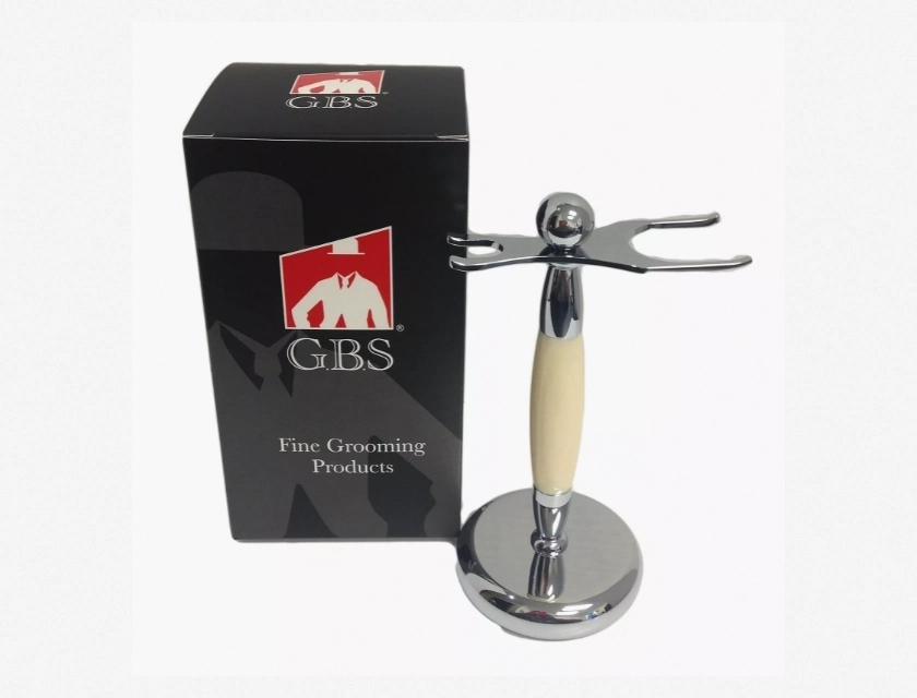 GBS Brush and Razor Stand with Ivory Accent – Shaving Accessories Organizer for Bathroom Counter