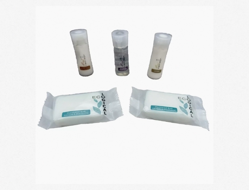 Ecological Travel Size Bundle: Shampoo, Conditioner, Lotion, and 2 Soap Bars