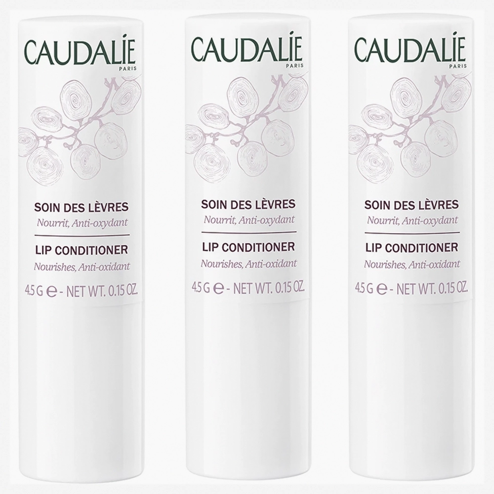 Caudalie Lip Conditioner, 3 x 4.5g, Nourishing Lip Balm for Dry Lips