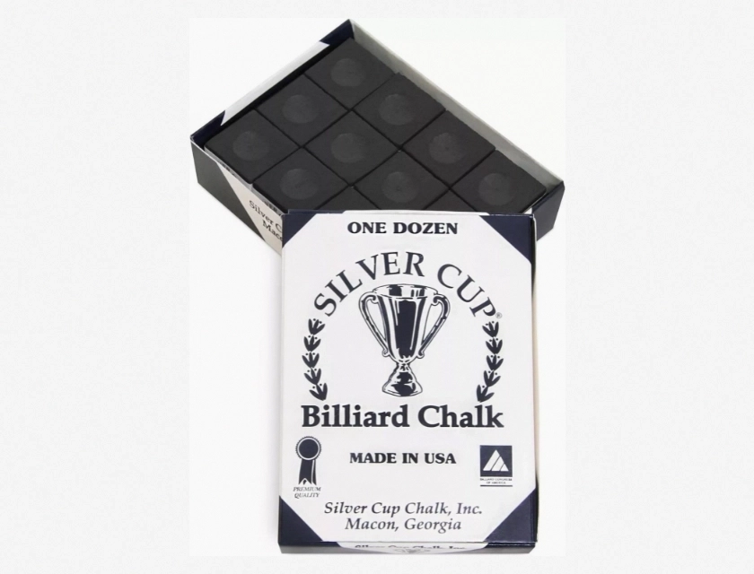 Silver Cup Billiard Chalk, One Dozen (12 Count), Black
