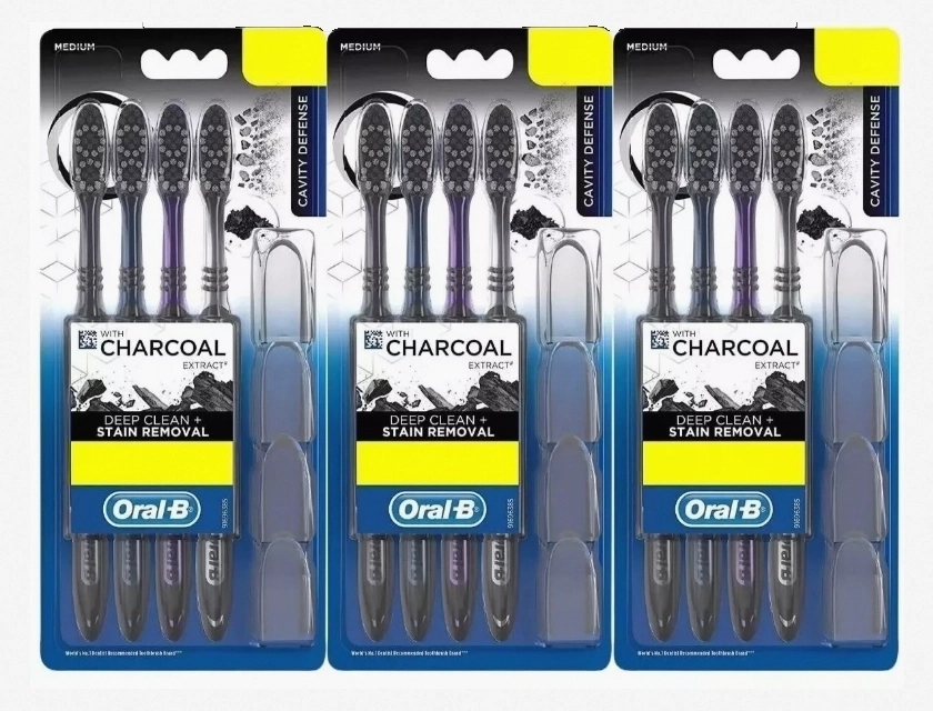 Oral-B Charcoal Medium Toothbrush, 12 Count
