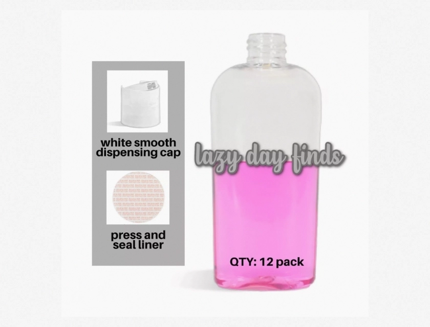 Clear Cosmo Oval PET Plastic Bottle 8 Oz with 24/410 Neck Finish – Pack of 12