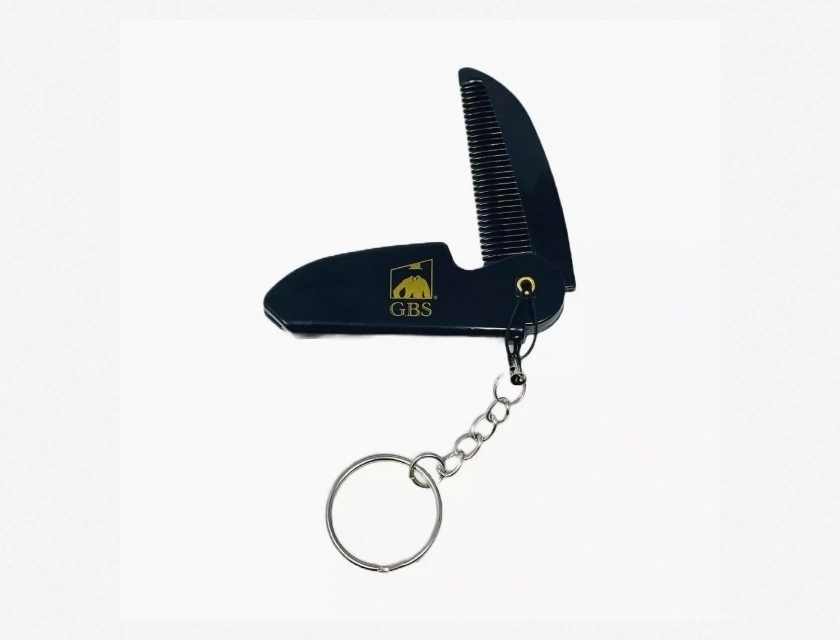 Handmade Saw-Cut Men’s Beard Mustache Eyebrow Pocket Travel Folding Comb with Key Chain