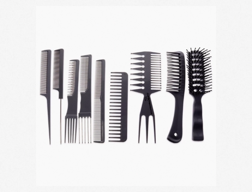 Marianna Professional 9-Piece Plastic Comb and Brush Set for Unisex Hair Care