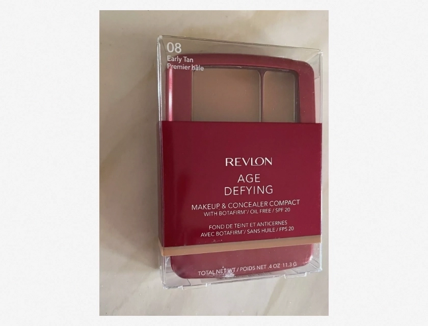Revlon Age Defying Makeup and Concealer Compact, Early Tan 08 – Longwear Foundation with SPF, Full Coverage Anti-Aging Powder
