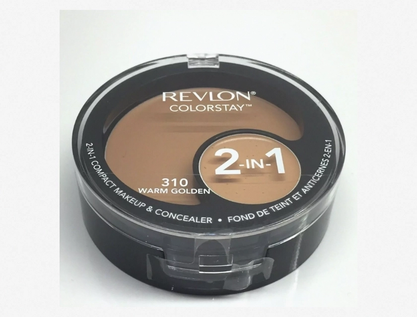 Revlon ColorStay 2-in-1 Compact Makeup & Concealer, 310 Warm Golden – Full Coverage, Long-Lasting Foundation
