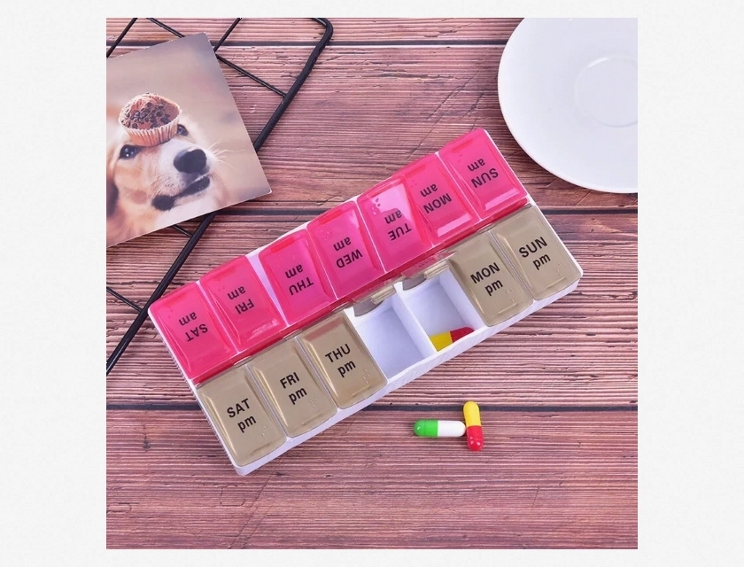 Large 7-Day Pill Organizer, AM/PM, 14 Compartments for Weekly Medication Storage