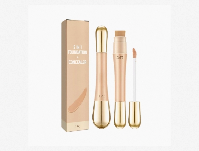 Area Foundy 2-in-1 Foundation and Concealer, Liquid Concealer with Brush, Dual Head Concealer