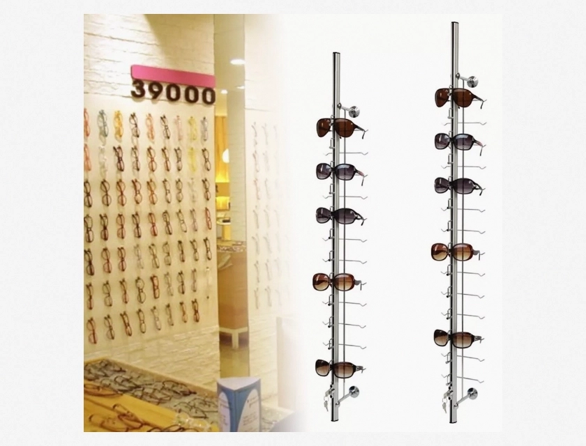 10-Piece Aluminum Lockable Eyeglass Display Rod Holds 12 14 18 Frames for Sunglasses