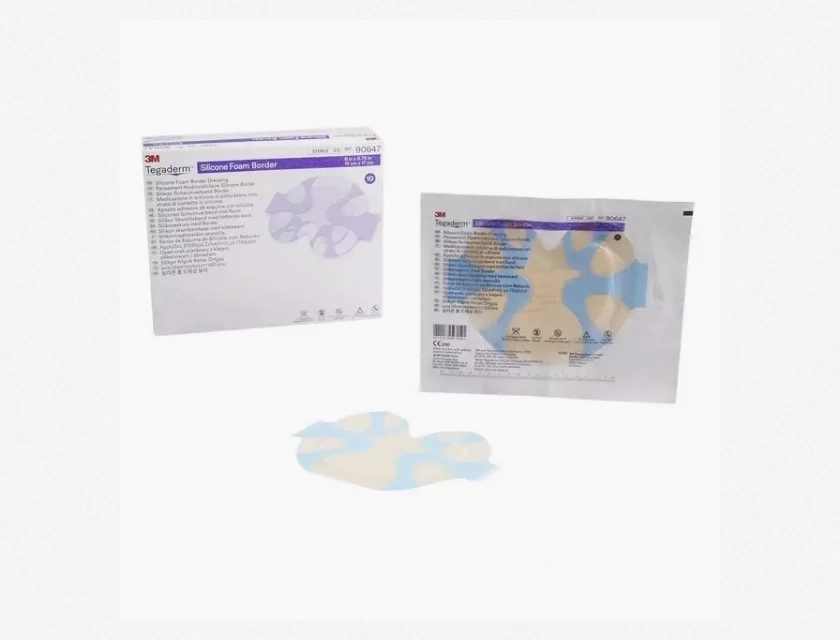 3M Tegaderm Silicone Foam Border Dressing, Small Sacral, 6 x 6.75 Inches, Box of 10