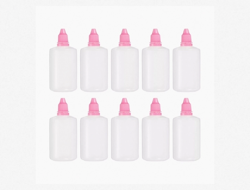 10 Pack 100ml PE Liquid Dropper Bottles with Caps – Pink Eye Dropper Containers for Essential Oils and Liquids