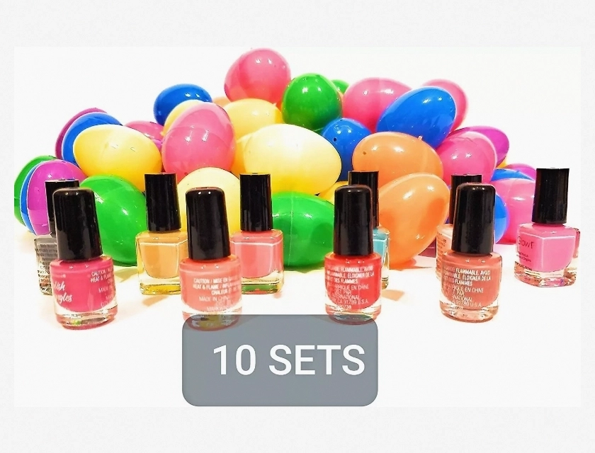 Happy Easter Nail Polish Set for Women and Girls, 10 Eggs Filled with Nail Polishes