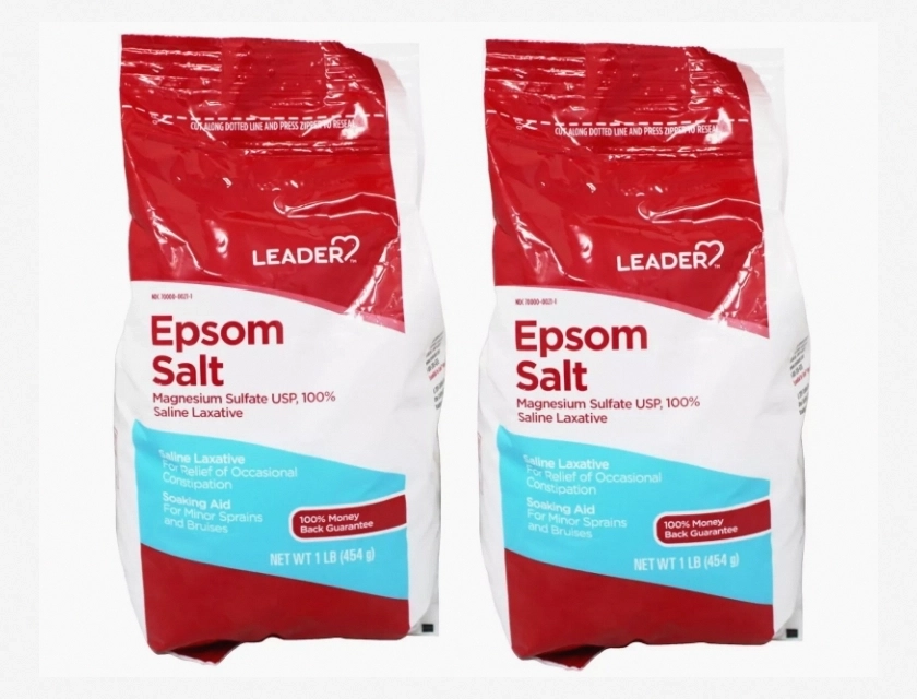 Leader Epsom Salt Soaking Aid, Premium Magnesium Sulfate, 1 lb Pack of 2