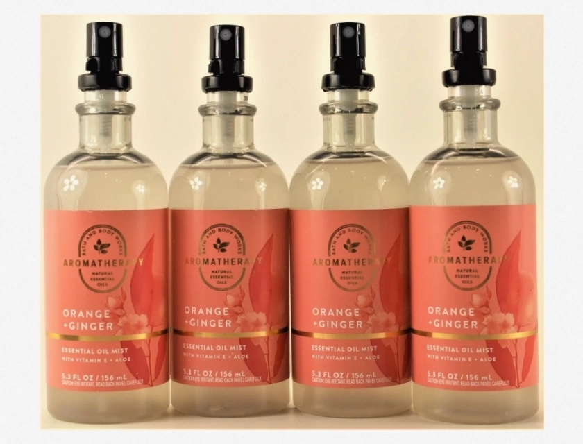 Bath & Body Works Orange Ginger Aromatherapy Essential Oil Mist, 4 x 5.3 oz Bottles