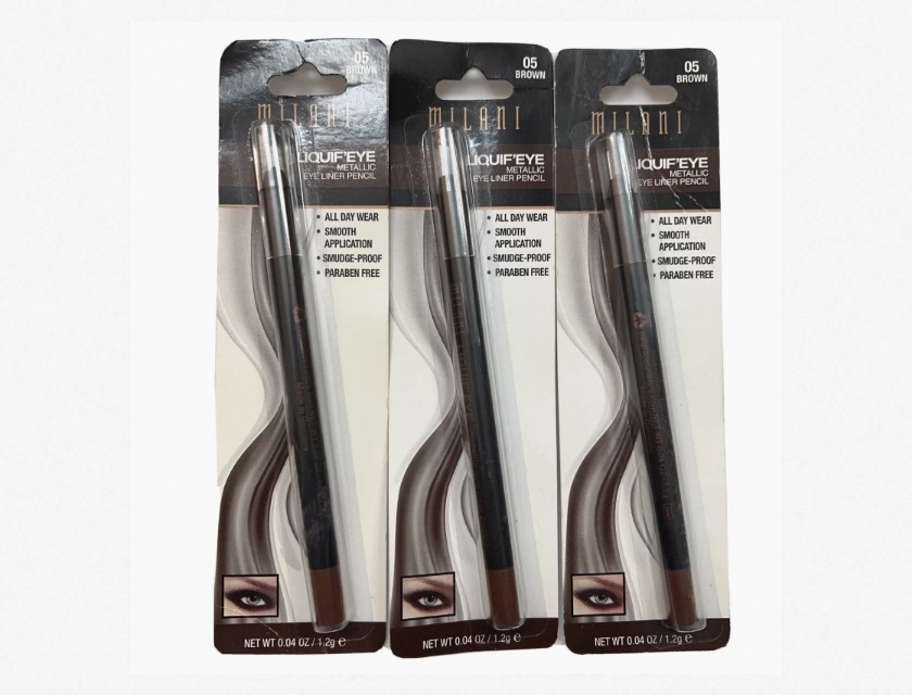 Milani Liquif’Eye Metallic Eye Liner Pencil, Brown, 3 Count