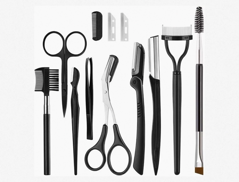 9-in-1 Eyebrow Razor Kit with Facial Trimmer, Shaver, and Eyelash Comb for Precision Grooming