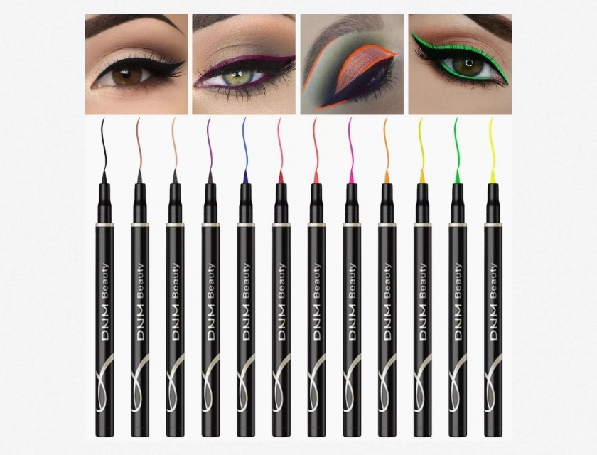 12 Colors Waterproof Liquid Matte Sparkle Automatic Eyeliner Pencil Set, 0.6ml Each