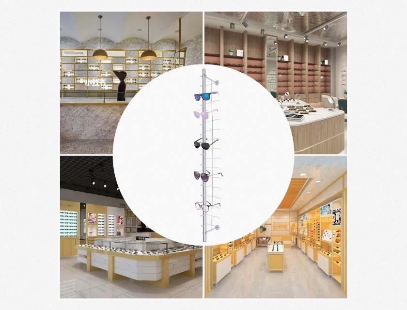 Wall-Mounted Aluminum Silver Eyewear Display Rod – 12 Inch Hanging Rack for Sunglasses and Glasses, Rust-Proof and Durable