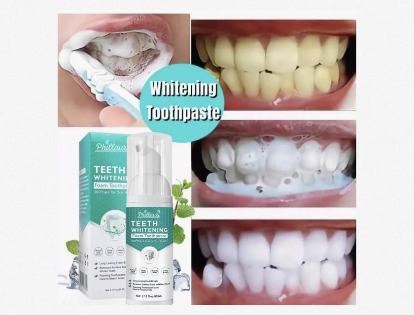 Phillory Teeth Whitening Mousse Foam for Deep Cleaning, Whitening Toothpaste Alternative, Fresh Breath, 1 Pack