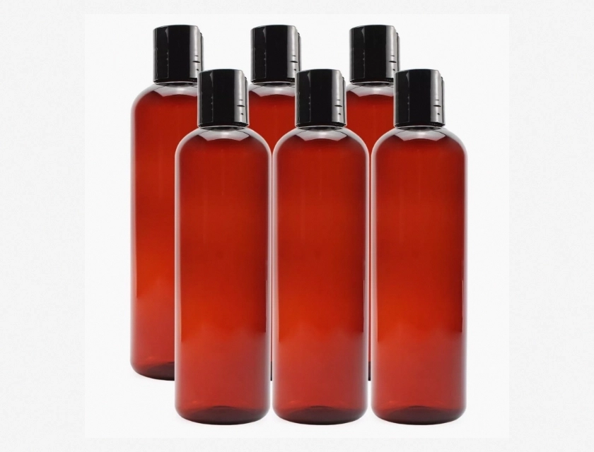 Empty Plastic Bottles with Disc Top Flip Cap – BPA Free Container, 6 Pack, 8 Oz
