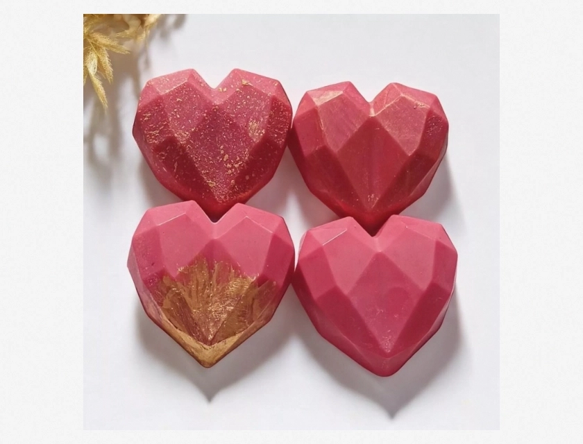 3D Heart Shaped Handmade Soap Set – Organic, SLS Free, Vegan – Unique Gift – 4 Pieces