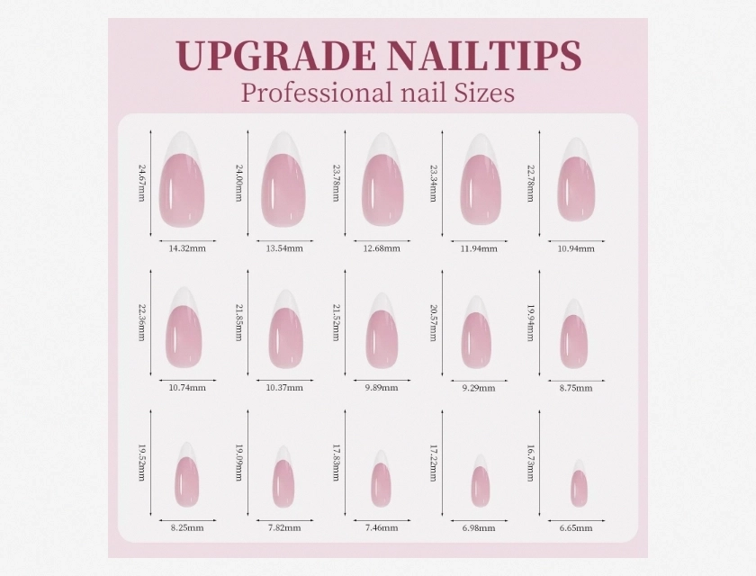 French Nail Tips 9 Colors Pre Applied Base Coat Primer