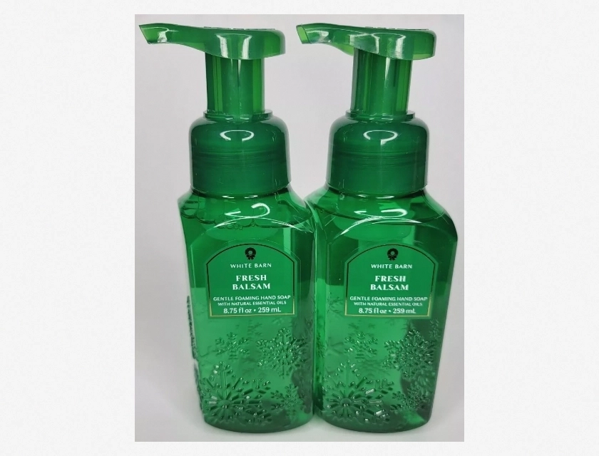 Bath & Body Works White Barn Fresh Balsam Gentle Foaming Hand Soap, 2 Count – Moisturizing & Scented Hand Wash for Kitchen and Bathroom