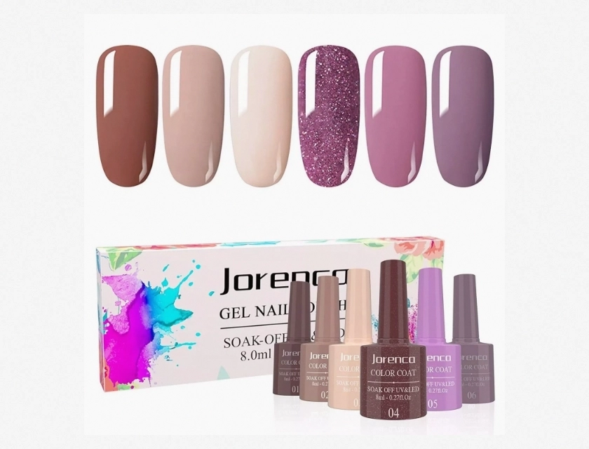 6-Piece Gel Nail Polish Set, Glitter Nail Polish Kit, Gel Collection for Long-Lasting Shine