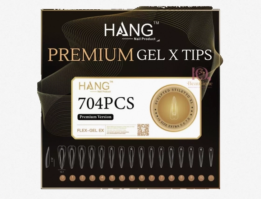 Hang Premium Flex Gel X Tips, Stiletto XL, 704 Count