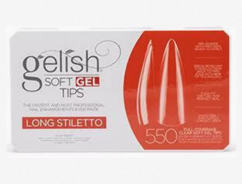 Gelish Soft Gel Tips Long Stiletto 550 Count